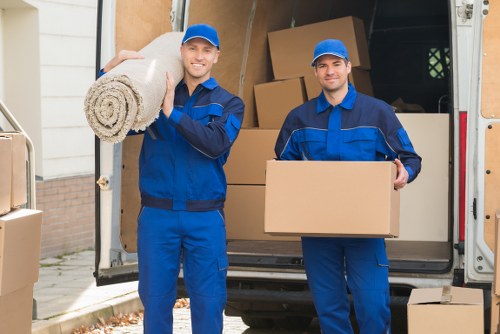 Boxes and furniture prepared for removal truck hire in West Heath