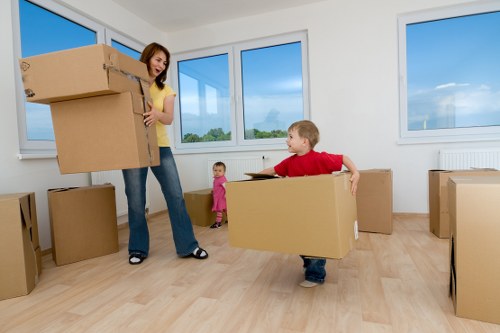 Protected furniture and household items ready for transport