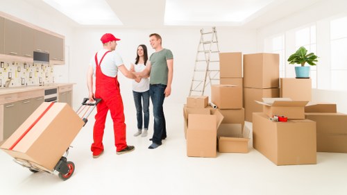 Furniture and boxes ready for loading during a West Heath home move